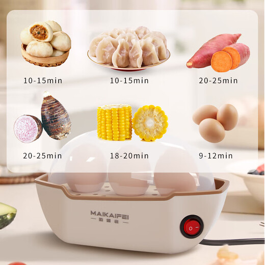 Egg cooker, steamer, electric steamer, small stewing and steaming all-in-one small steamer, omelette pot, small steamed egg artifact, household dormitory electric frying pan, small appliance, small electric cooker, double layer, simple white, 6 eggs, free measuring cup