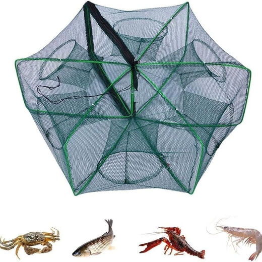 Tianlong pattern shrimp cage fishing net automatic fishing net fishing cage folding fish catching lobster loach eel cage fishing artifact square fish and shrimp cage 10 holes + 10 bags of bait + rope