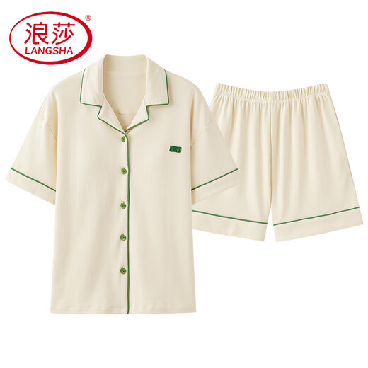 Langsha Light Luxury Pajamas Summer Summer Cotton Pure Sorthy Shorts Cardigan simple puede usar ropa para mujeres para mujeres para mujeres Ropa para el hogar X12705-12805# M Estilo de mujeres: