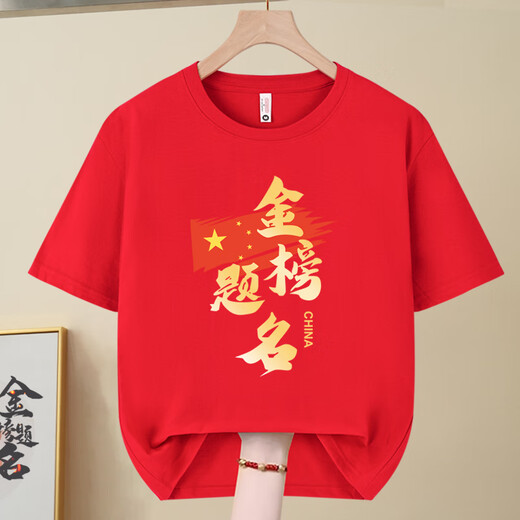 黛笙2025高考专用T恤金榜题名短袖家长送考衣服中考必胜加油定制班服 高考必胜-829-红色 S _(80-95斤)