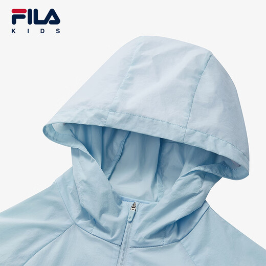FILA Children's Sun Protection Clothing 2025 Autumn New Girls' Outdoor Sports Hooded Jacket Light Silicon Blue-LB 160