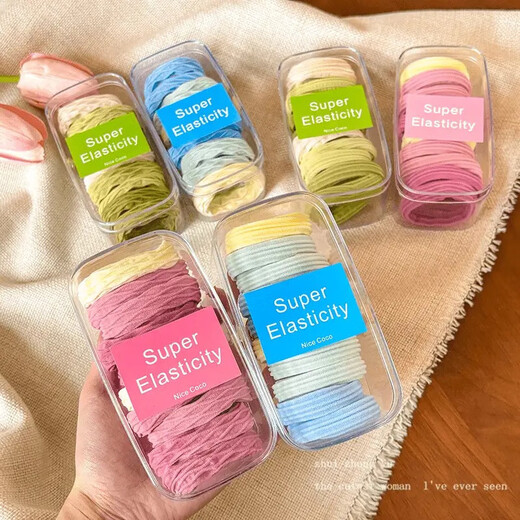 Dopamine Gradient Hair Tie High Elasticity Rubber Band Hair Ins Head Rope Ponytail Thick Hair Accessories Advanced Three-Color Stripes Mixed Pack - 30 pcs