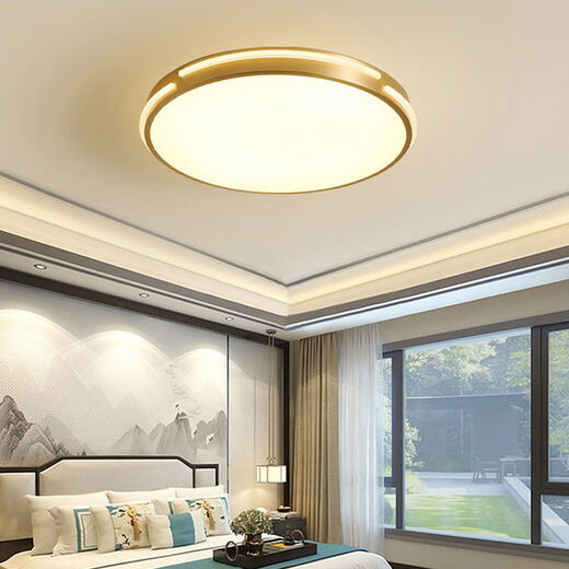 Yingtang new Chinese style all-copper modern ceiling lamp round bedroom lamp light luxury enamel color room lamp study corridor over 9101-orchid diameter 40 three-color light