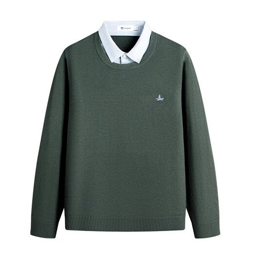 Navigare Italian dinghy fake two-piece shirt for men 2025 autumn new lapel shirt shipped randomly in different batches, forest green L