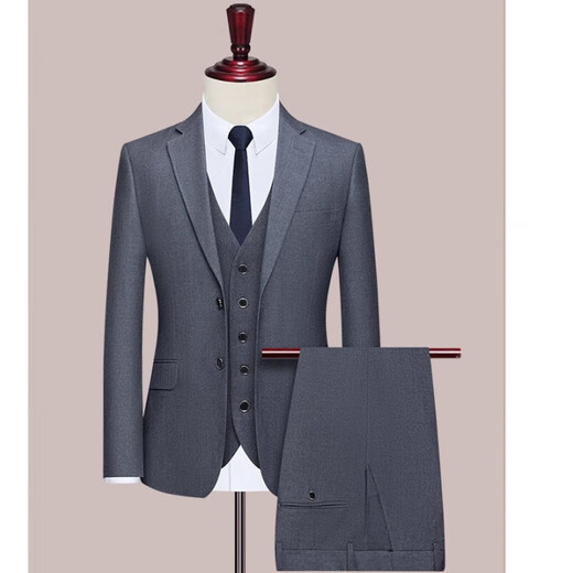 
CEO Yageol suit men's suit dad wedding dress middle-aged and elderly father business formal wear men's middle-aged casual western Chinese gray two-piece set (top + pants) 2XL 185