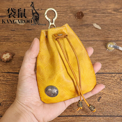 Kangourou (kangourou) Japonais simple couche supérieure vache vache légumes en cuir tanné rétro pour femmes sachet mini sac clés sac carte de cartes monnaie portefeuille marron marron