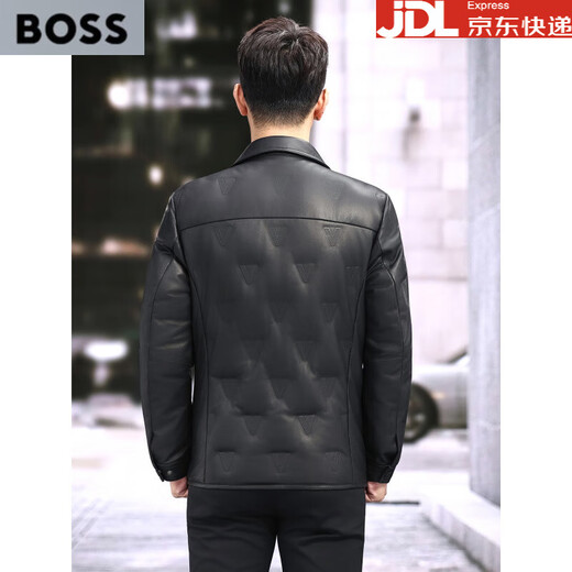 BOSS Haining Genuine Leather Jacket Men's 2025 New First Layer Sheepskin Korean Style Leather Jacket Business Casual Jacket Black S 165 Suitable for 120 Jin Jin equal to 0.5 kg or less