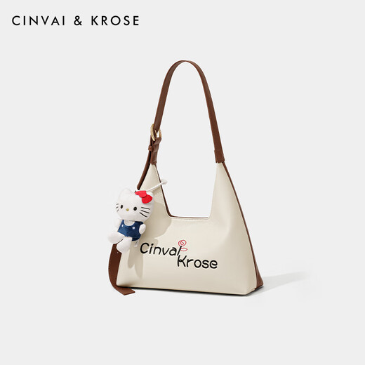 
CinvaiKrose official website shoulder bag women's bag 2025 new tote bag commuting armpit bag birthday Chinese Valentine's Day gift CK women's bag - milky white with brown [send your girlfriend to heart]