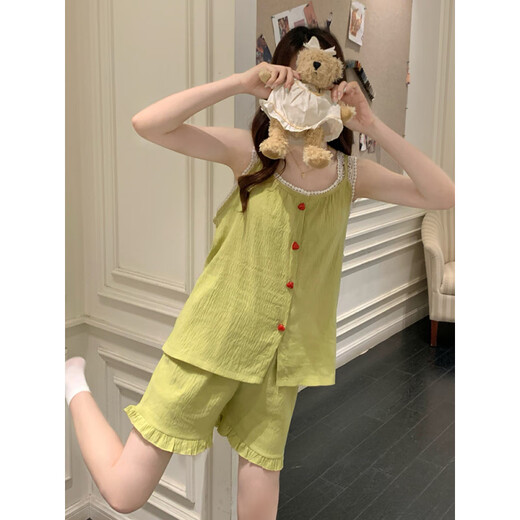 
Modal Yunduo cotton pajamas for women in summer with chest pad sexy suspender set fashionable women's home clothes can be worn outside 9226 powder M (80-100Jin [Jin equals 0.5 kg])