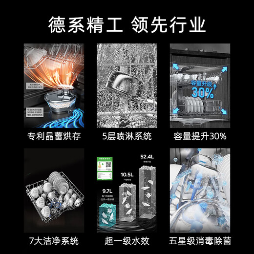 Siemens Crystal Drying Household Fully Automatic Under-the-range Embedded Dishwasher 12 Sets Large Capacity Super Sensing Cabin Precision Eddy Current Washing Super First-Class Water Effect Crystal Smart SE45ZB88KC