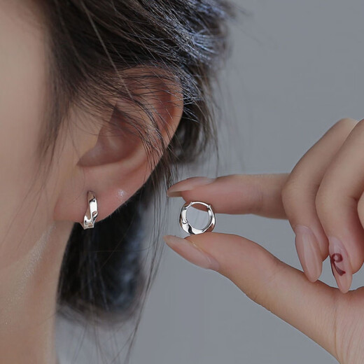 KZD Old Phoenix 999 Ear Hole Mobius Geometric Hoop Earrings Earrings Niche Silver Earrings 1 pair of storage box sterling silver earrings