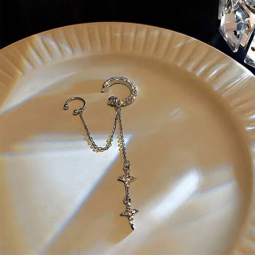 New tassel niche personalized ear cuff earrings one-piece non-pierced female high-end cold style earrings a four-pointed star ear cuff