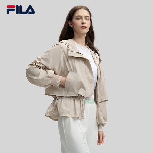 斐乐（FILA）Emerald女士梭织外套2024秋季新款时尚休闲宽松连帽上衣 浅裸色-LK XL 175/92A