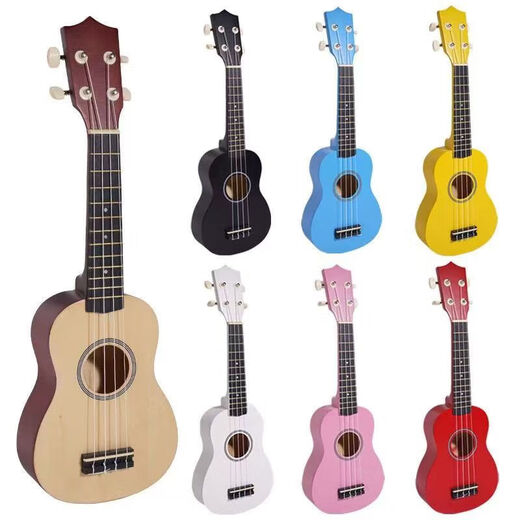 Ukulele entry-level boys and girls beginners novice practice piano children's small guitar high-value gift instrument 21-inch pink + 6-piece set
