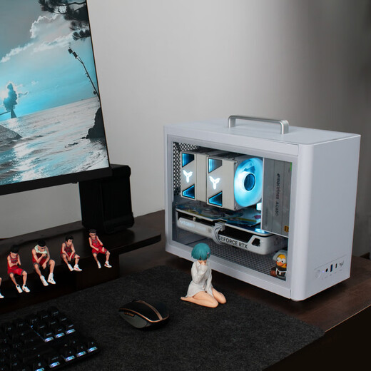 AMD Ryzen R5 9500F/7500F/5060TI/9060XT graphics card student dormitory pure white mini mini host desktop computer host assembly small computer DIY complete machine configuration three丨R5 9500F/RX9060XT