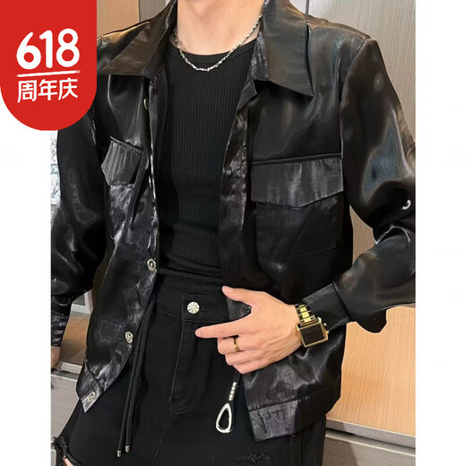 郡纬琛哥男装-外套1047男士高品质蝴蝶水钻珠光防晒夹克外套 白色 M _130斤以下