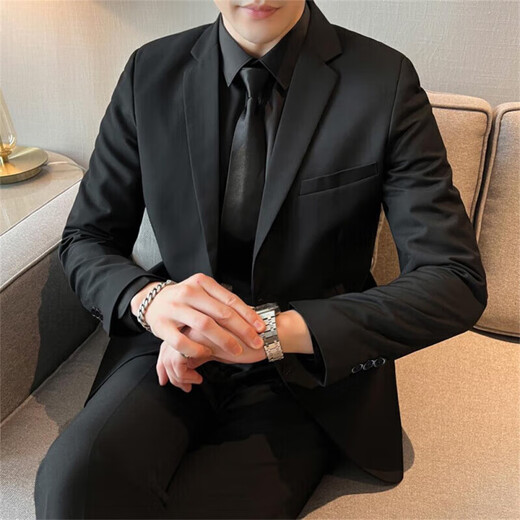 La Hailan Home Shopping Mall mismo traje para hombres Vestido formal de boda de estilo coreano Grupo de novios delgados 09 (4 piezas) traje negro + pantalones + camisa blanca + 6xl recomendado dentro de 190-210