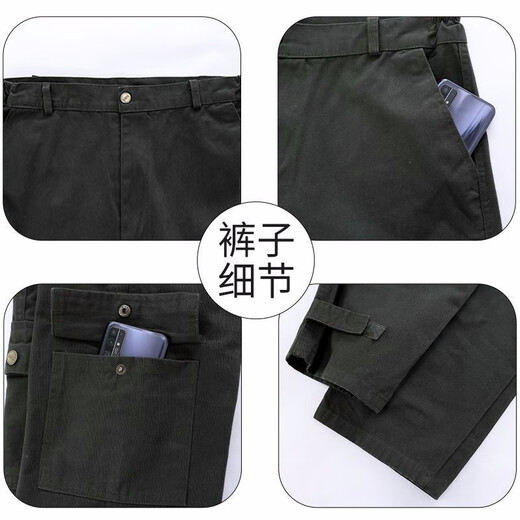 
Xijing Pure cotton thickened electric welding anti-scalding work clothes set for men and women Spring and Autumn Thickened wear-resistant camouflage clothing Electric welding labor protection clothing Pure cotton military green 681 set [top + pants] 180/2XL (145-155Jin [Jin equals 0.5 kg])