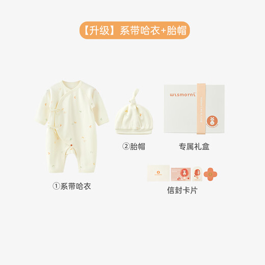 Wei Shi Muni Pregnant Mother's Gift Newborn Baby Pure Cotton Clothes Baby One-piece Clothes Gift Box 2-piece Gift Box Set (Four Seasons) 59cm
