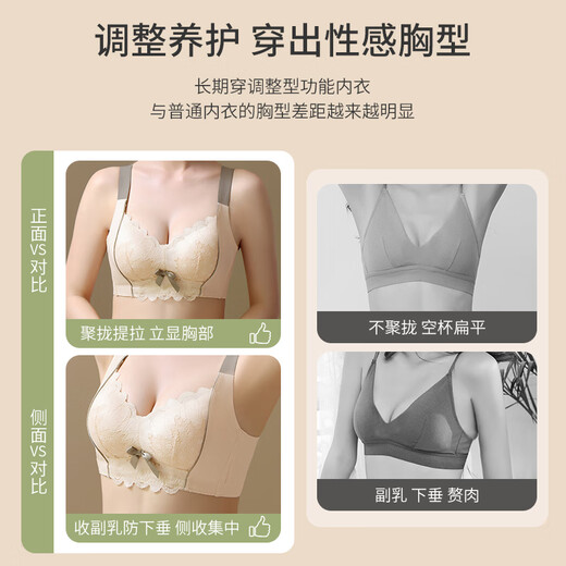 雅鹿内衣女小胸聚拢收副乳调整型防下垂显大上托无钢圈美背女士文胸罩 肤色 70A 32