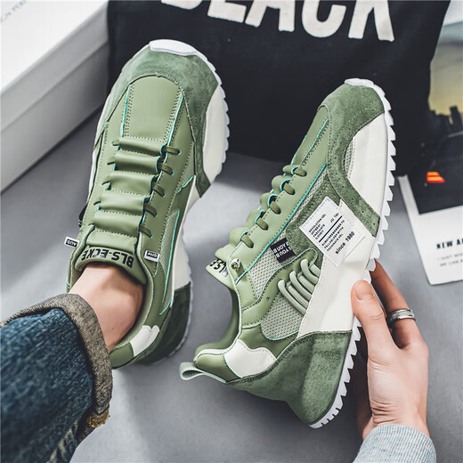 
Lunga men's shoes 2025 summer new breathable versatile sports casual shoes for men's fashionable white shoes thick-soled dad shoes RF-C681 green 41