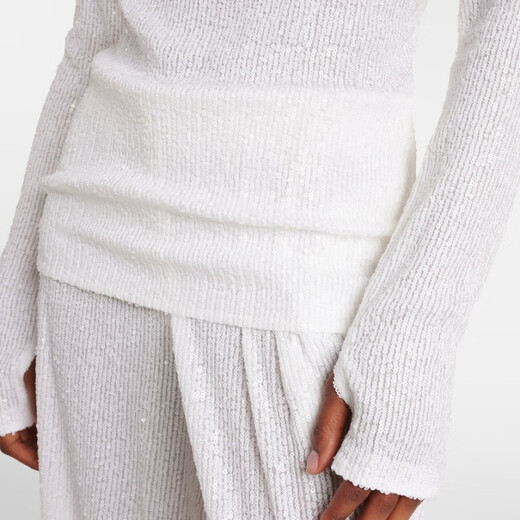 Norma Kamali Rippengestricker Rollkragenpullover P01063800 Weiß XXS CN 155/80