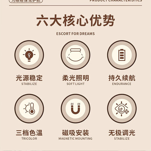 Sanrio Genuine Authorized Table Lamp Eye Protection Study Special Student Dormitory Desk Lamp Children's Bedroom Bedside Lamp Rechargeable Magnetic Adsorption LED Lamp Sanrio Genuine Authorized Magnetic Table Lamp White