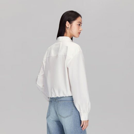 VEROMODA shirt women's 2025 autumn new pure cotton loose lantern sleeve beaded rhinestone shirt 325305010