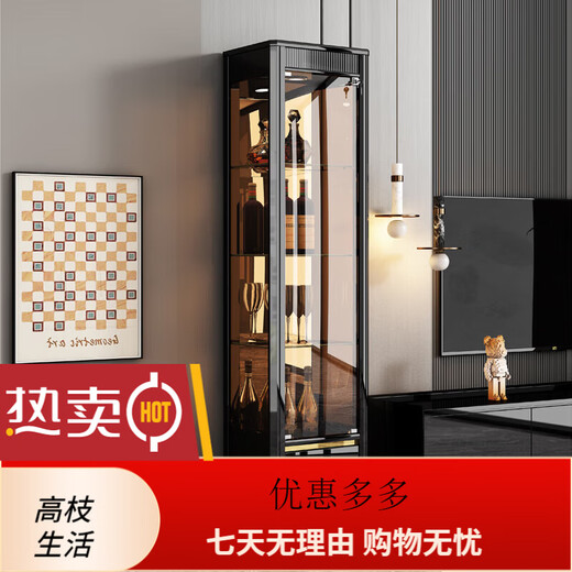 桓保老树意式极简双门玻璃酒柜烤漆靠墙展示柜客厅储物柜轻奢简约餐边柜 1098#1.4米长