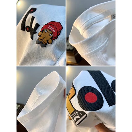 Pang Donglai large size 200 Jin [Jin equals 0.5 kg] round neck short-sleeved T-shirt for men 2025 summer Hong Kong style printed cotton T-shirt plus fat plus size men jsw9929 white 10XL m Recommended 90-108 Jin [Jin equals 0.5 kg]