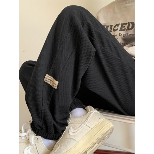 S.Sofea Herbst Oversize American Swatpants Lose Lose großer Bindungssporthosen K1049-Black+K1049-Grau M Empfohlen 90-115jin [Jin gleich 0,5 kg] kann 95-115jin tragen [Jin gleich 0,5 kg]