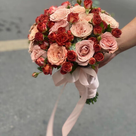 卫辞仿真红玫瑰小红书同款婚礼花束珍珠玫瑰结婚花束新娘手捧花手捧花 （唯爱）红玫瑰+卡布奇诺