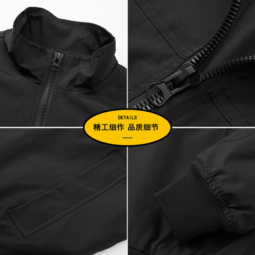 Foss Phil workwear flight jacket men's autumn and winter American stand-collar outdoor baseball uniform jacket top 26188 black L