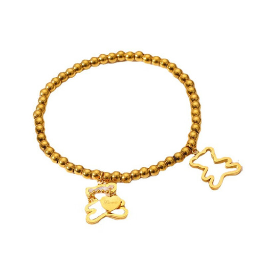 Anst Old Phoenix Gold Store Plated 18K Gold Titanium Steel Bracelet Style coréen Fashionable and Everypic Titanium Steel Bracelet Femmes 6627 Gold 20cm