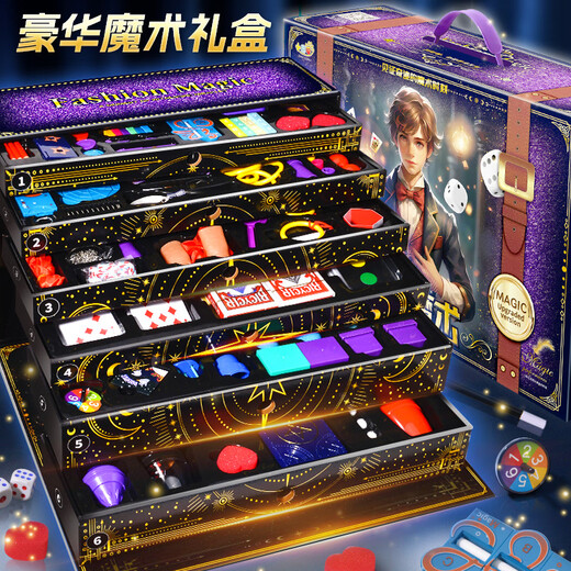 Cute Home Magic Prop Gors Box Set Big Transformation Box Magic Stage School School Children Toys Toys Boys and Girls Magic Luxury Regalo Box de 63 piezas + [Estilo de niñas/