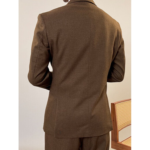 BG GLAMURB light luxury brand suit suit ready-to-wear brushed suit suit men's double-breasted lapel collar casual business suit khaki (suit + pants) L