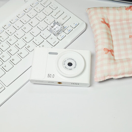 馥雨ccd数码相机vlog入门级推荐学生党便宜补光灯双摄自拍录像导入手机复古高清像素拍立得滤镜随 白色-双摄自拍-补光灯【礼盒装】 套餐六256G可拍60000张-可传手机