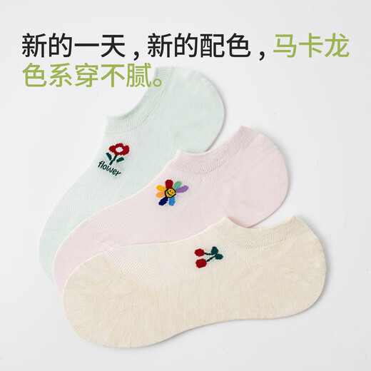 阪织屋【线下同款】袜子夏季女船袜隐形不掉跟浅口女士薄款桑蚕丝三双装