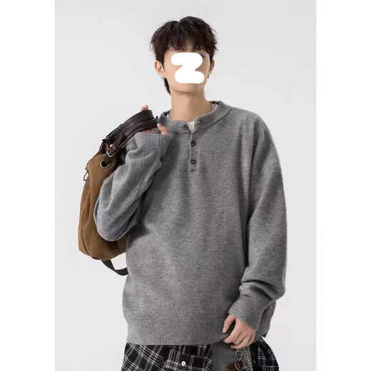 7 excellent products Sweater Men's Autumn and Winter New American Henry Collar Knitted Bottoming Jacket Lazy Casual Top Men XZ-D66 Black M