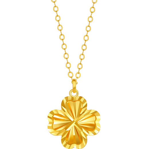 Saturday blessing 18K gold necklace women's four-leaf clover necklace color gold necklace birthday gift C0614040 40+5cm