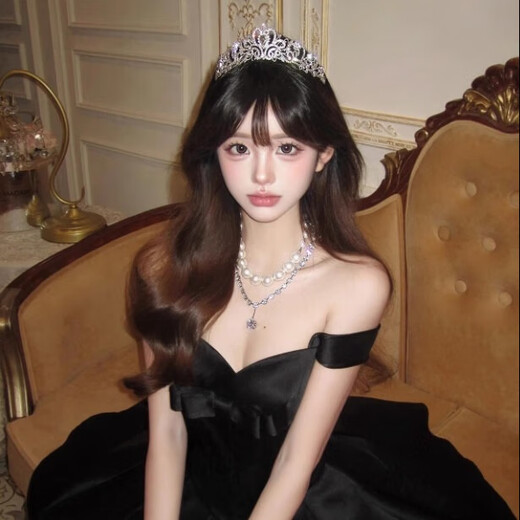 Princess Bai Qixin crystal crown tiara for female 18-year-old coming-of-age ceremony birthday goddess headband high-end bridal crown hair accessories silver crown