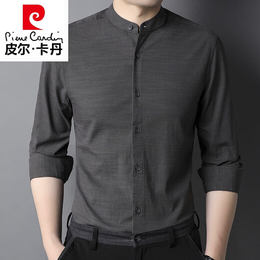 Pierre Cardin High-End Kleine Forderungs-Land-Baumwoll-Hemd 2025 Frühlings- und Herbst-Langarm-Hemd Casual Inner Inner Chinese Kragen dünne Hemd 9930 Weiß S 165