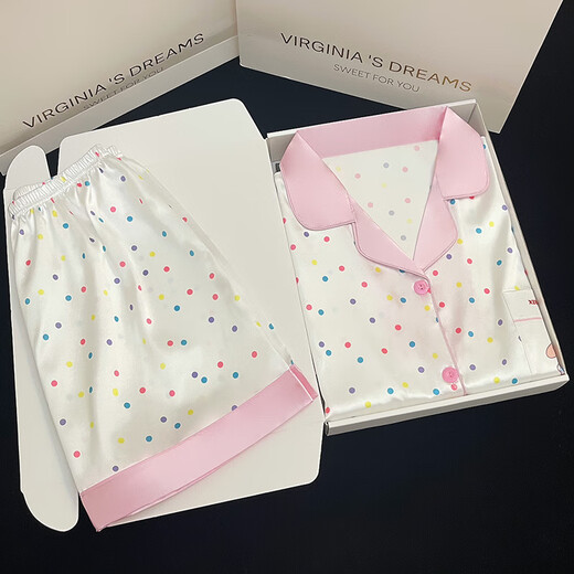 Pajamas de soie de glace zipjbx pour femmes pour les shorts à manches courtes à manches courtes à manches courtes pour l'usure en plein air. Haute qualité - Ensemble de LW9214 [Shorts à manches courtes] XL [Recommandé 120-135 Jin [Jin est égal à 0,5 kg]]]