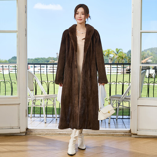 Winter Home Brand Fur 120 cm verlängert importierten Nerzmantel für Frauen ganzer Nerzgrün -Früchter -Nerzmantel -Gürtelstil braun l 120jin [Jin gleich 0,5 kg] oder weniger