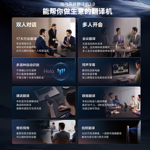 IFlytek Translator Dual Screen/Dual Screen 2.0 Translation Magic Tool for Traveling Abroad Offline Translator Simultaneous Interpretation Real-time Conversation Screen Projection for Study Abroad Business Translation Conference MT33 Flagship New Product Dual Screen Translator 2.0 Free Data + Broken Screen Insurance Equipped with iFlytek Spark Speech Cognition Large Model