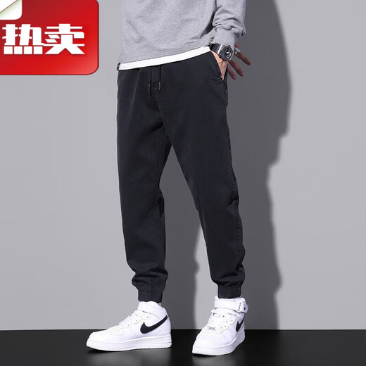 班尼路春季工装休闲裤男士直筒束脚裤2025新款春秋潮牌宽松运动长裤夏季 9859黑色+9859军绿 M