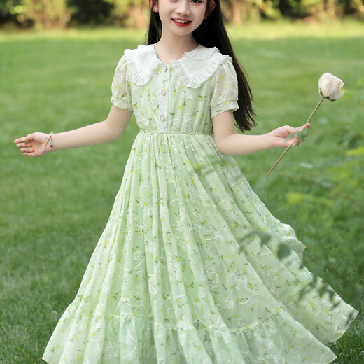 G.Duckkids Little Yellow Yellow Duck Girls Dress Summer 2025 Новая модная детская шифоновая юбка с цветочным