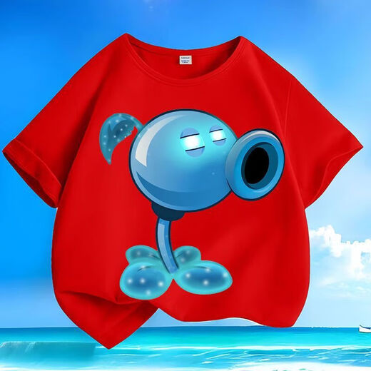 Andere Marken von Pflanzen gegen Zombies Sommer neue pure Baumwollmänner und Frauen kleine, mittlere und Kinder kurzärmelige runde Hals losen lässiges Top T-Sl Grün-KX724 Shooter 130 [Vorgeschlagene Höhe 120-130 cm]