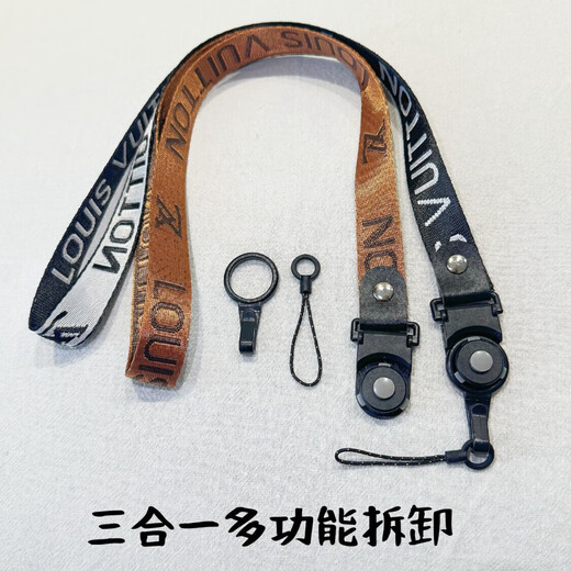 Breites Mobiltelefon Lanyard-Kleiderhalshals für Männer und Frauen wechseln abnehmbarer Anhänger Hängende Kettenschlüssel Anti-verlorene lange und kurze Seilflut Brown [einer]