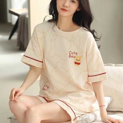 
G LUXOME pajamas for women, summer pure cotton shorts, sweet and thin casual student home clothing set YX7505 9855 M [Recommended 80-100Jin [Jin equals 0.5 kg] wear]